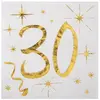Sachet de 20 petites serviettes 30 ans, métallisées OR