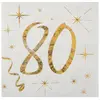 SANTEX 6159-80, Sachet de 20 petites serviettes 80 ans, métallisées OR