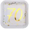 Assiette - 70 ans - Carton - Blanc et or - Lot de 10
