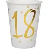 Gobelets métallisés - Non spécifié - 18 ans - Blanc et Or - 10 pièces - 27 cl max
