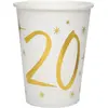 Gobelet en carton blanc et or pour 20 ans - Lot de 10