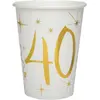 Sachet de 10 Gobelets métallisés (blanc/Or) 40 ans