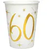 Sachet de 10 Gobelets métallisés (blanc/Or) 60 ans