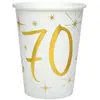 Sachet de 10 Gobelets métallisés (blanc/Or) 70  ans