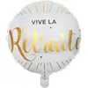 Ballon élégant vive la retraite aluminium blanc et or (x1) REF/6239