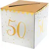 SANTEX Tirelire - Joyeux Anniversaire - 50 ans - Blanc et Or - 20 cm - Cubique