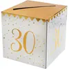 SANTEX Tirelire - Joyeux Anniversaire - 30 ans - Blanc et Or - Cubique - Carton rigide
