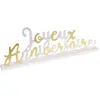 Santex CENTRE DE TABLE ANNIVERSAIRE BLANC OR 33.5X12CM Or