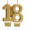 SANTEX REF/6930 -Décoration gâteau anniversaire avec bougie 18 ans or métallique (x1)