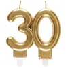SANTEX REF/6930 -Décoration gâteau anniversaire avec bougie 30 ans or métallique (x1)