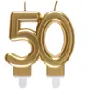 SANTEX REF/6930 -Décoration gâteau anniversaire avec bougie 50 ans or métallique (x1)