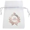 SANTEX Sachet à dragées - Just Married - Blanc et rose gold - Organdi transparent - 7.5cm x 10cm - Lot de 6