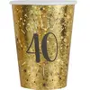 Santex Lot de 10 Gobelets en carton anniversaire 40 ans noir et doré or 27cl
