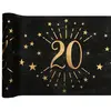 SANTEX 1 Chemin de table anniversaire 20 ans noir et doré or 30cm x 5m REF/6787
