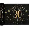 SANTEX 1 Chemin de table anniversaire 30 ans noir et doré or 30cm x 5m REF/6787