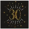 Santex 10 Serviettes papier Joyeux anniversaire 30 noir et or 18 33 x 33 cm