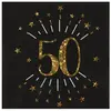 SANTEX 10 Serviettes papier Joyeux anniversaire 50 noir et or 18 33 x 33 cm - Noir