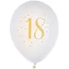 Ballon latex anniversaire 18ans blanc et or 23cm (x8) REF/6571