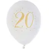 Ballon latex anniversaire 20ans blanc et or 23cm (x8) REF/6571