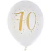 Santex Ballons Joyeux Anniversaire 70 ans - Blanc et doré - Sachet de 8 - Hélium - 23 cm - Biodégradables