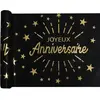 Santex Chemin de table intissé anniversaire noir et or 5 m x 30 cm - Noir