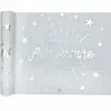 SANTEX Chemin de table en tissu blanc 5m - Anniversaire étincelant Argent