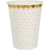 Santex 10 GOBELETS CARTON À POIS OR CHIC 27CL BLANC Or