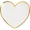 Santex 10 Assiettes carton coeur blanc et or 22,5 x 20 cm - Blanc