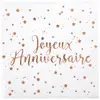 Santex mariage 20 serviettes joyeux anniversaire 25cm or rose - chalayer 000566300000020