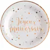 10 ASSIETTES CARTON ANNIVERSAIRE Ø23CM ROSE GOLD