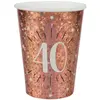 Sachet de 10 Gobelets âge étincelant métal 40 ans Rose Gold