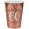Sachet de 10 Gobelets âge étincelant métal 60 ans Rose Gold