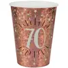 Sachet de 10 Gobelets âge étincelant métal 70 ans Rose Gold