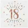 SANTEX Serviette de table anniversaire 18 ans blanche et rose gold métallique (x10) REF/7350
