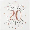 SANTEX 7350-20, Sachet de 20 Serviettes Âge étincelant métal 20 Ans Rose Gold