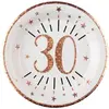 Santex Assiette anniversaire 30 ans blanche et rose gold 22.5cm (x10) REF/7348 Matière carton