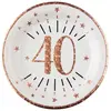 SANTEX Assiette anniversaire 40 ans blanche et rose gold 22.5cm (x10) REF/7348 Matière carton