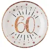 Santex Assiette anniversaire 60 ans blanche et rose gold 22.5cm (x10) REF/7348 Matière carton