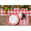 SANTEX 7269-7, Lot de 10 Assiettes A la Campagne Vichy Rouge