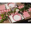 20 SERVIETTES DE TABLE JETABLE PAPIER FESTONNÉ VICHY 16CM ROUGE Rouge