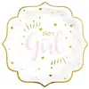 10 Assiettes Carton Baby Shower Girl 21CM Rose