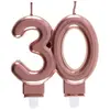 SANTEX REF/6932 -Décoration gâteau anniversaire avec bougie 30 ans rose gold métallique (x1