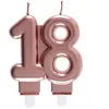 SANTEX REF/6932 -Décoration gâteau anniversaire avec bougie 18 ans rose gold métallique (x1)