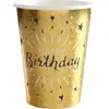SANTEX 7214-3, Lot de 10 Gobelets HAPPY BIRTHDAY Etincelant métal Or