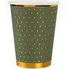 SANTEX Joli gobelet élégant en carton en vert Olive/Sauge et doré or (x10) REF/7095