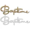 10 DÉCORATIONS BAPTÊME BOIS 6X2CM OR BLANC
