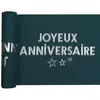 Chemin de table Anniversaire coton Star d'un jour, Bleu canard/Argent