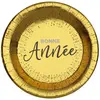 Assiettes en carton - Bonne Année - Or - 22,5 cm de diamètre
