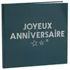 SANTEX 1 Livre d'or Joyeux Anniversaire bleu canard et argent métallique REF/7986