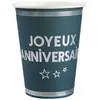 Lot de 10 Gobelets anniversaire Star d'un jour Bleu canard/Argent